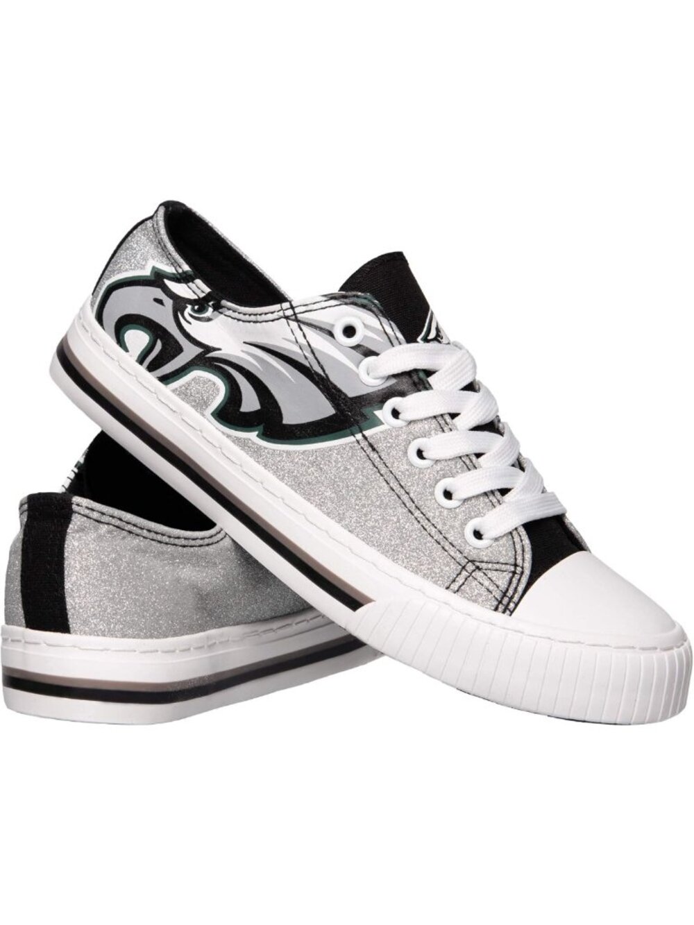 Stylish Women's Glitter Low Top Canvas Sneakers - NFL Team Logo Fashion Shoes